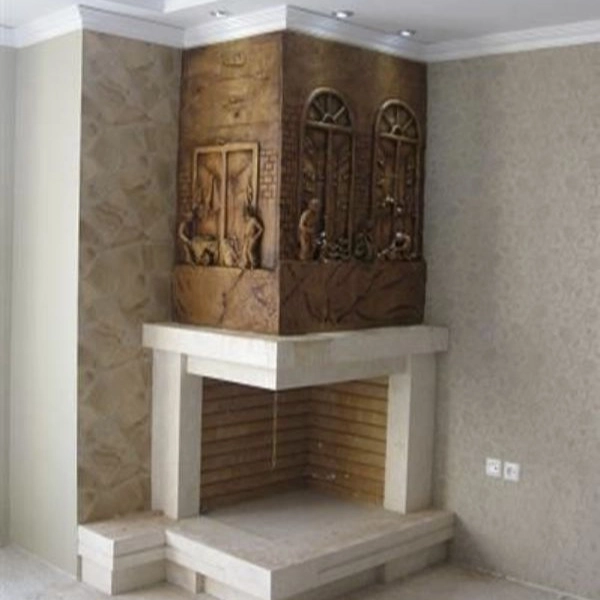 شومینه گازی کار ترکیبی آجر و سنگ