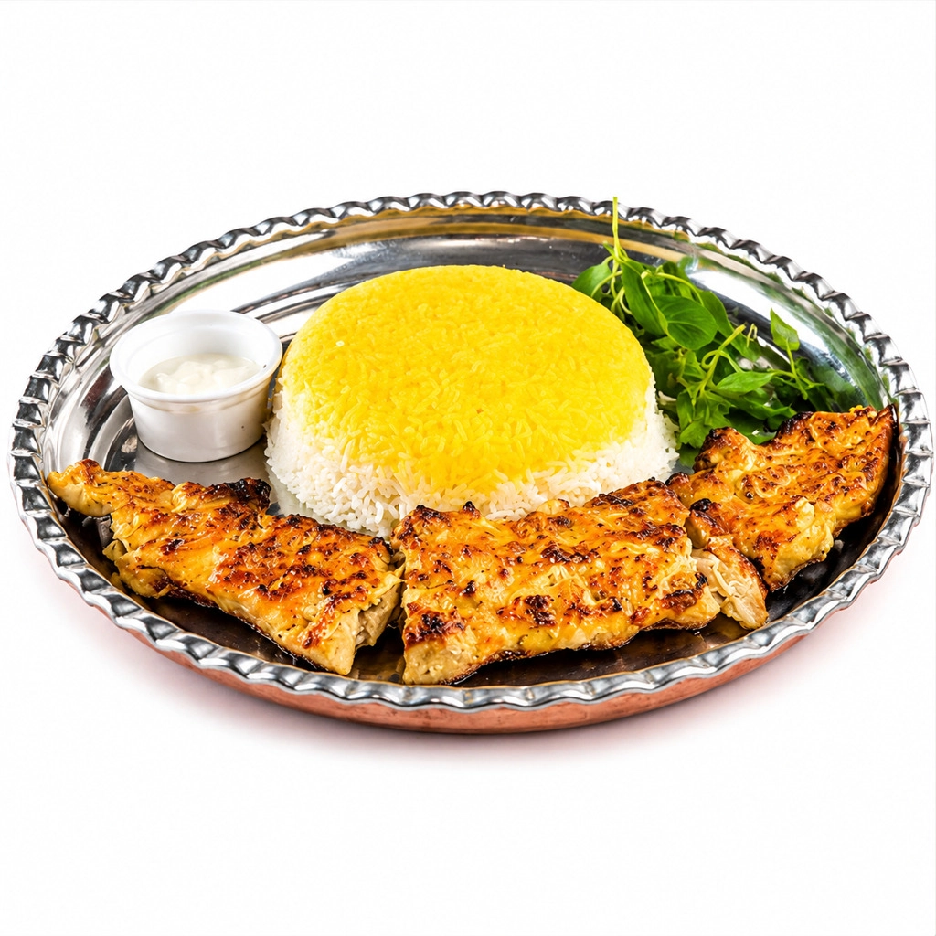 چلوماهی قزل آلا زعفرانی(کبابی)