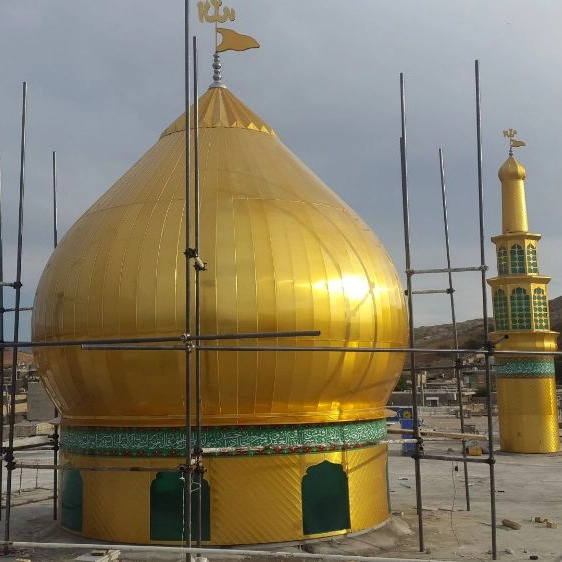 ساخت و اجرای گنبد و گلدسته آلومینیوم طلایی