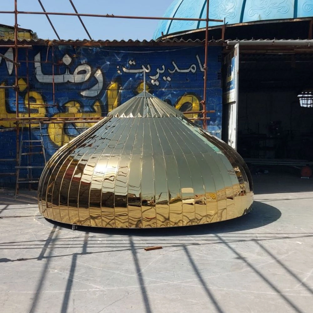 ساخت گنبد استیل طلایی گلزار شهدا در اهواز
